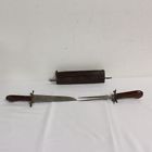 1000076004 No Brand Vintage Wooden Carved Brass Carving Set 747906474633