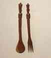 1335f Fork Teak Salad Tribal 14 Wood Tiki Spoon