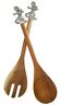 144403 Mermaid Icons Wooden And Metal Salad Servers Set 738449811191