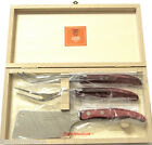 2.13.160.39 Berlingot Special Cheese Burgundy Handle Claude Dozorme Laguiole French Knife Fork Cleaver Hostess Gift Box Set