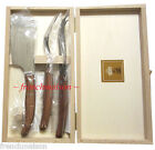 2.13.160.51 Claude Dozorme Laguiole French Cheese Knife Fork Cleaver Exotic Wood Gift Set