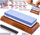 26552 Branded Double Sided Whetstone Knife Sharpening Bamboo Base 709596426552
