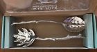 3141 Mariposa Piece Leaf Pattern Salad Servers Long Aluminum New Boxed