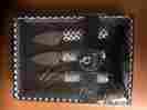 100155894 34.00 C Wonder Cheese Knives Set Of 3 Moroccan Geo Indigo Msrp Rare 8883720140056