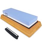 39701 Yuksy Knife Sharpening Whetstone Grit Two Sided Bamboo Base New