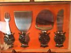 492000603884 New Owl Appetizer Cheese Serving Set Metal
