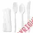 4kitmw Wrapped Cutlery Kit Fork Knife Spoon Napkin White 250 Carton 011435146027