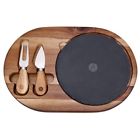 604776755197 Huftgold Cheese Knife Set With Acacia Wood Cutting
