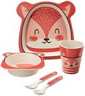 63677 Boston Warehouse Lilbit Natural Bamboo Dinnerware Set Fox 026602636775