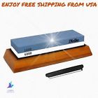 6552 Branded Double Sided Whetstone Knife Sharpening Bamboo Base 745750616230