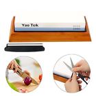 760961 Yaetek Double Sided Whetstone Knife Sharpening Bamboo Base 986538760961
