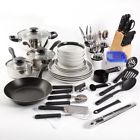 98141.83rm 83-piece Gibson Home Essential Total Kitchen Combo Set Black Stainless Steel