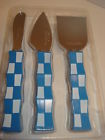 847219034743 Mainstreet Collection Msc Blue White Checkerboard Utensil Set Three Stainless