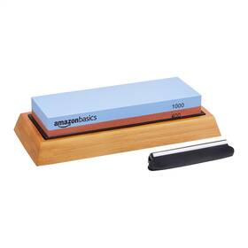 Amazon Basics 840095851923 Whetstone Knife Sharpening Wet Stone Dual Sided 400/1000 Grit 1 Pc Black And Gr