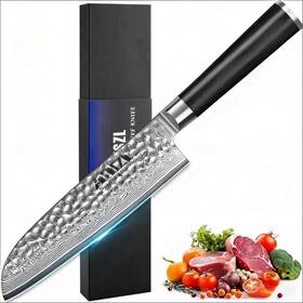 Dm-gs04-7 Amszl Japanese Chef Knife Santoku 7 Inch Vg10 Steel Damascus Kitche