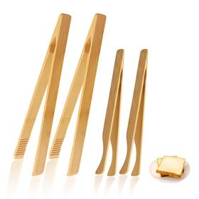 Xf0113 Amzlysdok 4 Pieces Natural Bamboo Toaster Tongs Two Toast Of Different Len