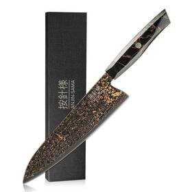 Anjin-sama 009900577241 8 Inch Gyuto Handmade Japanese Cumai Copper Damascus Chef Knife &