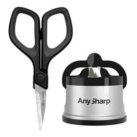 Anysharp 619098087598 Combo Pack Knife Sharpener And Mini Scissors - Easy To Use Sharpening Tool Wi