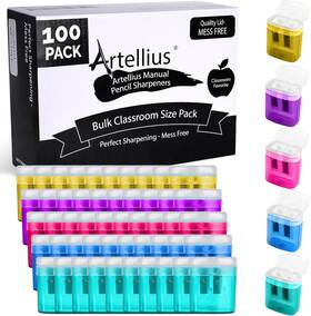 Ca15560 Artellius 100pkps 100 Pack Pencil Sharpeners Bulk - Double Hole Multi-color