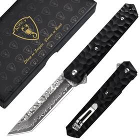 Au-dmws1-de Aubey Damascus Pocket Knife Tanto Vg10 Core Steel Folding Knives Wi
