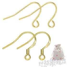 Aurivida 100pcs-silver-g 14k Gold Earring Hooks Hypoallergenic 200pcs Ear Wires Fish Jewelry M