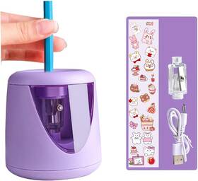 5195423362543807 Azlnrmu Electric Pencil Sharpener Cute Design With Purple
