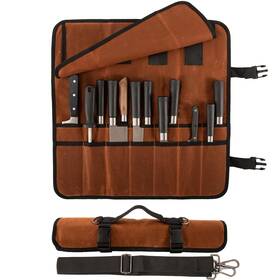 0194dkk Baizoy Chef Knife Roll Bag Waxed Canvas With 18 Slots Cutlery Knives Holde