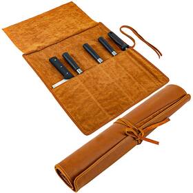 Wh865 Baizoy Knife Roll Bag Genuine Leather Chefs Professional 5 Knives And Cookware Perfe
