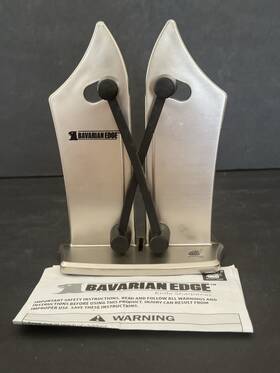 J2-0418 Bavarian Edge Knife Sharpener With Manual Silver Black Kitchen Scissor