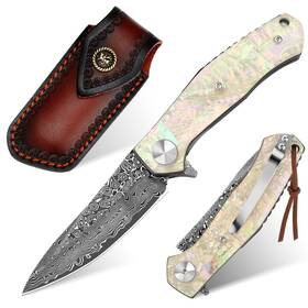 Benkey Cbf-2292101 Damascus Pocket Knife Extremely Sharp Vg10 Core Steel Fold Inch