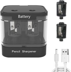 Vla68 Bepoper Double Hole Electric Pencil Sharpener Usb And Battery Operated Black