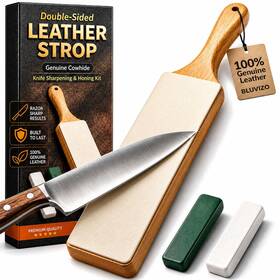 Bluvizo Bv-ls-3in1 Leather Strop For Knife Sharpening Double-sided Genuine Cowhide Stropping Bl