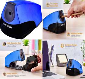 Eps4-blue-m Bostitch Office Personal Electric Pencil Sharpener Powerful Metallic Blue