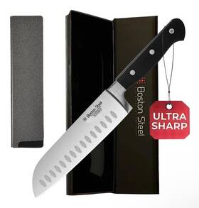 Stkm-001 Boston Steel Santoku Knife 7 Inch Ultra Sharp High Carbon Stainless 5crmov Abs Handle