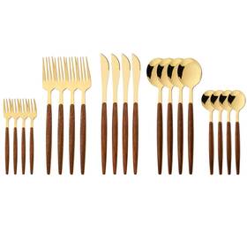 E-fmu54po-jiantou-shenzongjin Briiec Wood Silverware Flatware Set 20pcs Stainless Steel Cutlery With Wooden Ha