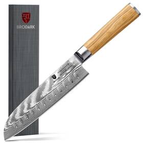 Fj-il60605 Brodark Damascus Santoku Knife 7 Inch Japanese Kitchen With Olive Wood Handle