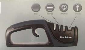 13bp401bk Brookstone 4-in-1 Knife And Shear Sharpener Non-slip Easy Grip Handle
