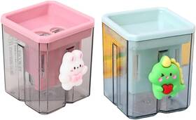 Jbd-00010 Bsdurable 2 Pack Cute Cartoon Dual Hole Pencil Sharpeners Dinosaur And Rabbit For Classroom