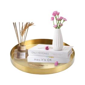 Byzcysg 717018200611 12 Inch Golden Round Platter Tray Trays For Domestic Purposes Stainless Ste