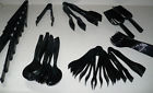 Catering Tongs Lot Of 40 Large Black Plastic Serving Spoons Sporks Ice Scoopers Utensils 634397535021