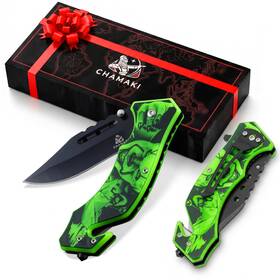 032185.1 Chamaki Rescue Pocket Knife Manual Folding Glow In The Dark Handle With Gl