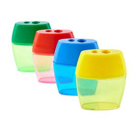 Chl80772 Charles Leonard Pencil Sharpener Deluxe Two-hole Style With Shaving Assorted