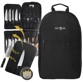 Cs-1019-blk Chef Sac Magnet Knife Backpack 20 Pockets For Knives And Tools Large Pocket Fo