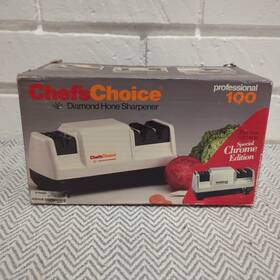 Chefs Choice 087277001077 100 Diamond Hone 3-stage Professional Knife Sharpener Chrome Ed