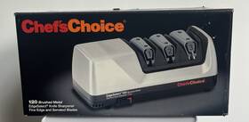 Chefschoice 087877011285 Chefs Choice - 120 Brushed Metal Sharpener -fine And Serrated Blade