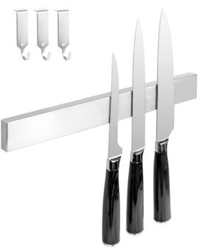 Bxgcxdj161 Colemoly Magnetic Knife Holder For Wall 16inch-with 3 Hooks Stainless Steel ... Fast Ship