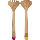 Cominhkpr114918 Talisman Designs Beechwood Salad Serving Set Paisley Design 818876012047
