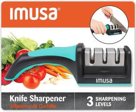 Bes36217 Consumer Products Inc. Imusa Knife Sharpener Kitchen With 3-stage Stainless Steel Bla