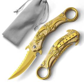 Fd016-1 Cool Pard Edc Pocket Knife 3.5 Inch Folding With 3d Dragon Retro Embossed Pattern Ed