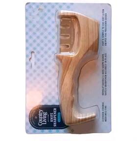 Country Living 741393004946 New 3-in-1 Knife Sharpener Non-slip Easy Grip Handle Wooden